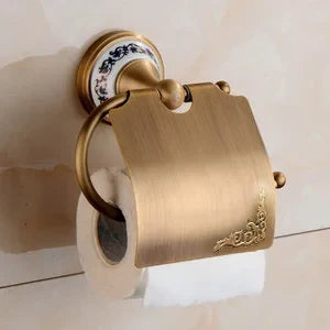 RoyalRetro Antik Messing Badzubehör Set mit Keramik