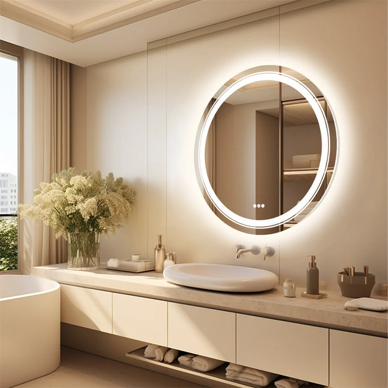 LUVODI Runder Smart LED Badezimmerspiegel