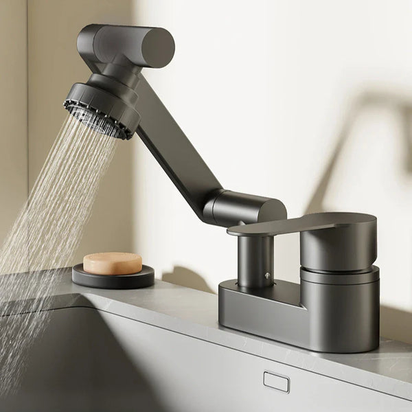Aqua Twist Duo-Flex Waschtischarmatur – 360° drehbarer Zweilochhahn für Warm- und Kaltwasser