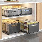 SlideMax Küchen Organizer Set – Ausziehbares Gewürzregal Metall | Schrank Ordnungssystem | Platzsparende Aufbewahrung