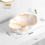 Ovales Keramikwaschbecken mit Marmormuster – Tischmodell | Leichtes Luxusdesign | 12L