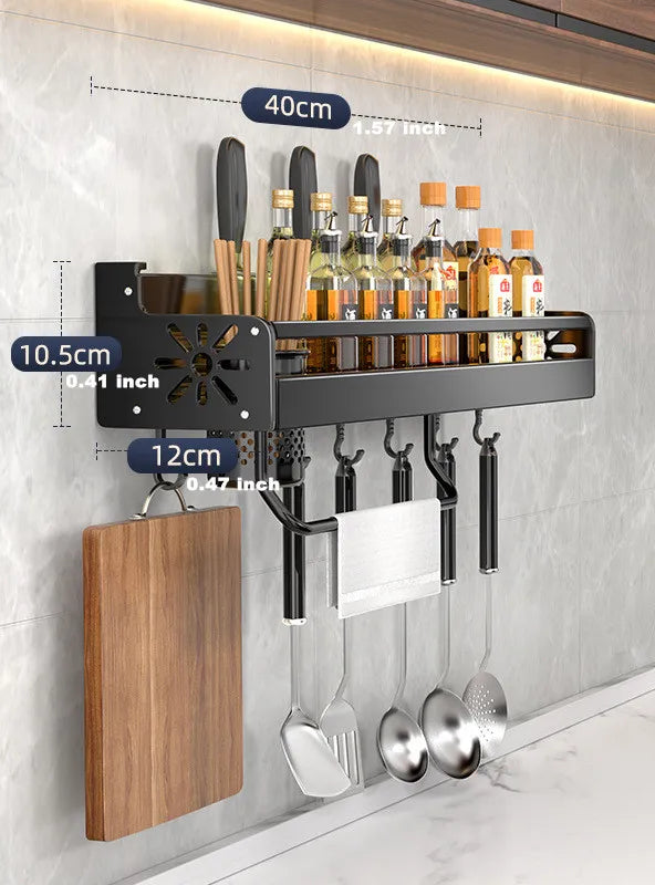 Metalen Keukenwandplank – Zelfklevend & Schroefbaar | Antislip Golfpatroon | Inclusief Montageaccessoires