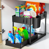 SlideEase 2-stufiger Organizer – Ausziehbarer Untergiebel-Organizer mit Korb, Haken und Bechersystem