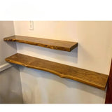 TimberEdge Massivholz Floating Regal – Rustikales Live Edge Wandboard mit Montageset