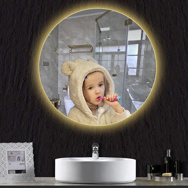 40/50/60CM Runder Smart Hotel Schlafzimmer Anti-Beschlag Dekorativer Spiegel LED Badezimmerspiegel 3 Farbe Einstellbar