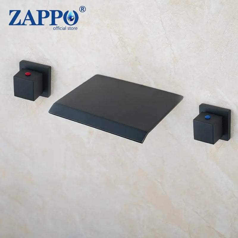 Waterval Wastafelkraan – Dubbele Handvatten | Chroom & Mat Zwart | 2-Gats Wand- of Tafelmontage