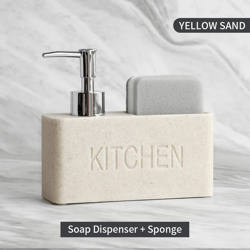 Modernes Küchenzubehör-Set – Seifenspender mit Pumpe und Schwammhalter