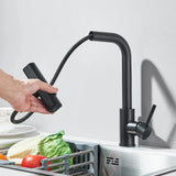 Elegante Küchenarmatur mit Ausziehbrause und Wasserfallauslauf