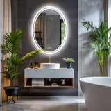Luxuriöser runder LED-Badezimmerspiegel | 60x80 cm | Rahmenlos | Touch-Bedienung & Anti-Kondensation