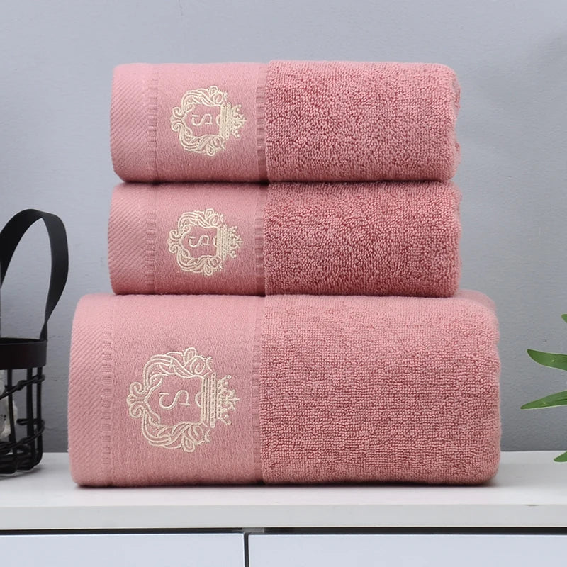 3-teiliges Luxus-Handtuchset | 100 % gekämmte Baumwolle | Jacquard-Stickerei