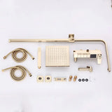 Thermostatische Doucheset – Geborsteld Goud | Messing & ABS | Verstelbare Hoogte | 20 Inch Vierkante Douchekop