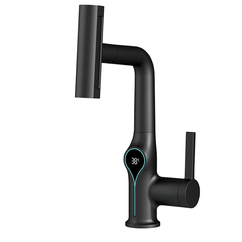 AquaGlow Wasserfall-Waschtischarmatur mit digitaler Temperaturanzeige