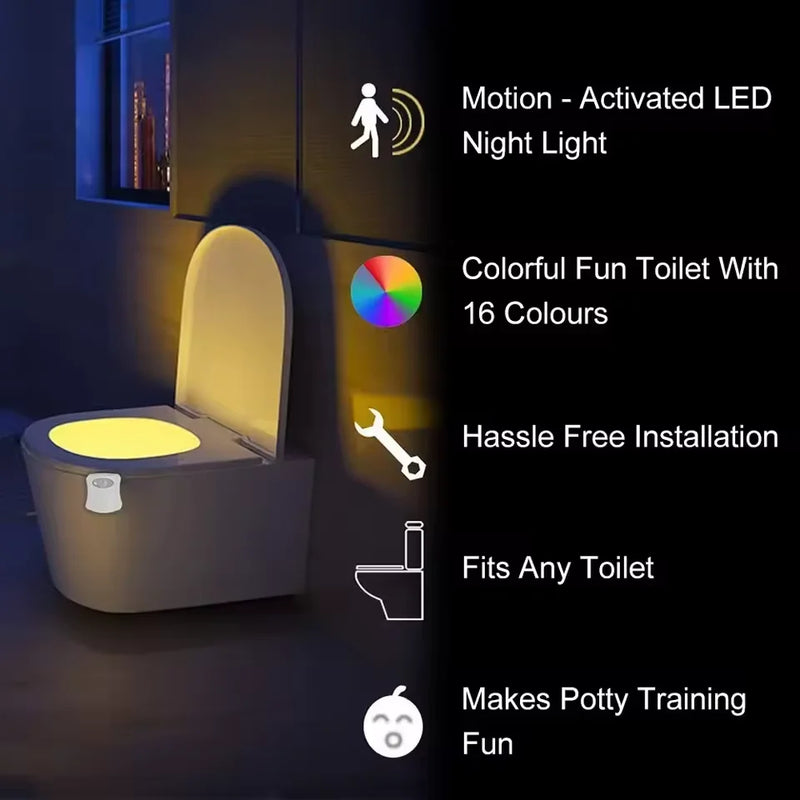 LumiSense WC-Nachtlicht – Bewegungsmelder mit 8/16 Farben RGB LED Beleuchtung