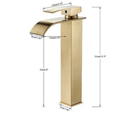 GoldCascade Waschtischarmatur – Gebürstete Goldarmatur für Waschbecken | Eleganter Wasserfallauslauf | Einhebel-Mischbatterie aus Edelstahl