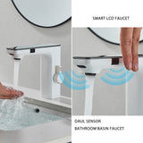 Weißer Smart Sensor Waschtischarmatur mit Digitalanzeige – Berührungsloser Mischer | Warm- und Kaltwasser | Für Badezimmer