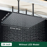 LED-Regenduschkopf mit temperaturempfindlichen Farben – Deckenmontage | 4 Montagearme | Quadratisch | Chrom / Schwarz / Gebürstetes Nickel
