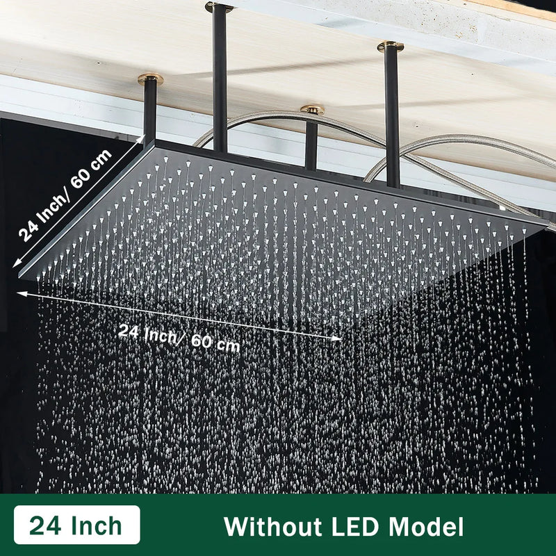 LED-Regenduschkopf mit temperaturempfindlichen Farben – Deckenmontage | 4 Montagearme | Quadratisch | Chrom / Schwarz / Gebürstetes Nickel