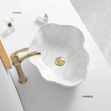 Ovales Keramikwaschbecken mit Marmormuster – Tischmodell | Leichtes Luxusdesign | 12L