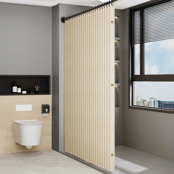 AquaFold Luxe – Faltbares Duschvorhang mit Akkordeon-Design
