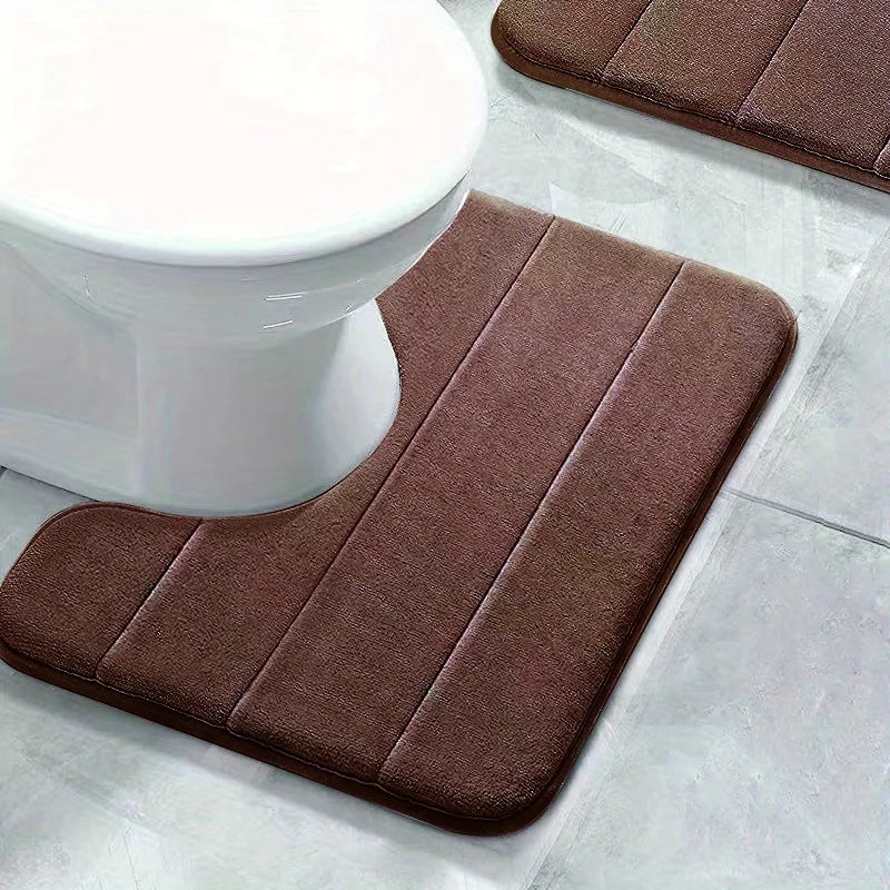 SoftStripe Badezimmer WC-U-Matte – Weicher, Rutschfester & Schnell Trocknender Teppich aus Mikrofaser
