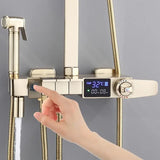 Thermostatische Doucheset – Geborsteld Goud | Messing & ABS | Verstelbare Hoogte | 20 Inch Vierkante Douchekop