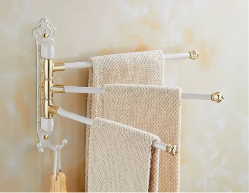 Handtuchhalter | Gebürstetes Gold | Aluminium | <50 cm | Antik graviert