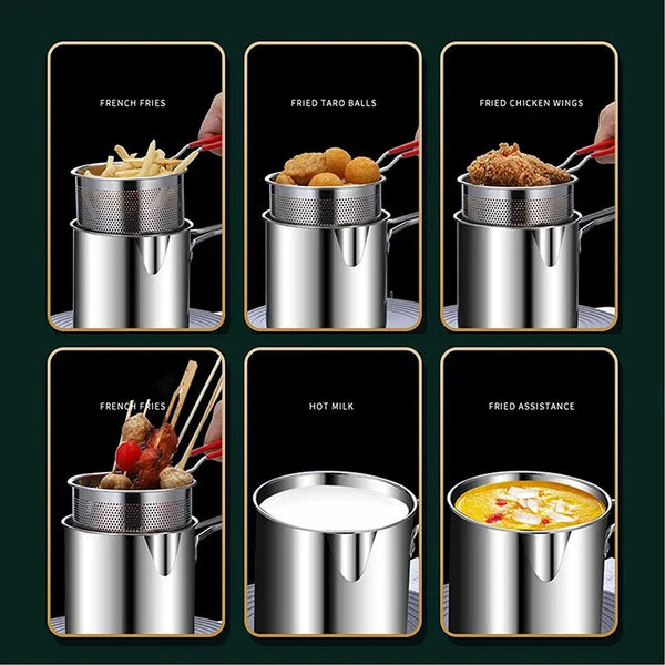 TempuraPro – Japanisches Tiefes Ölspar-Frittierpfannen-Set aus 304 Edelstahl