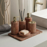 Rubèra Rotes Travertin Badezimmer-Set – Vintage Naturstein Eleganz