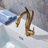 Elegante Waschtischarmatur in Schwanenform mit Wasserfallauslauf aus Messing