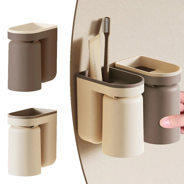 DuoClean 2-in-1 Wandhalterung für Zahnbürste und Becher – Clevere Aufbewahrung ohne Bohren