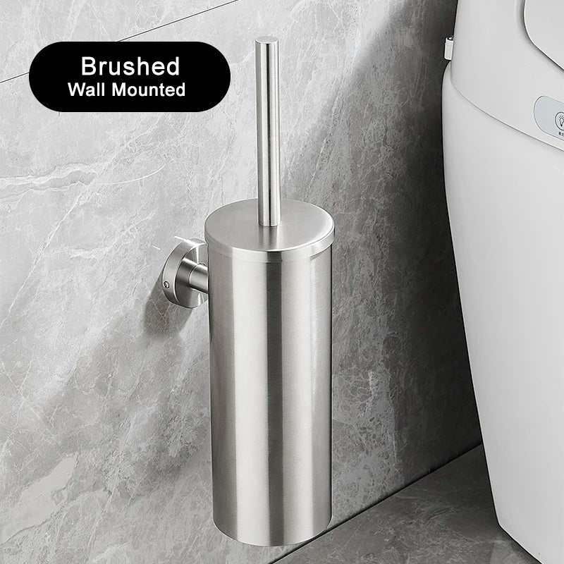 SteelClean Luxus-Toilettenbürste mit Wandhalterung – Schwarzes Edelstahldesign