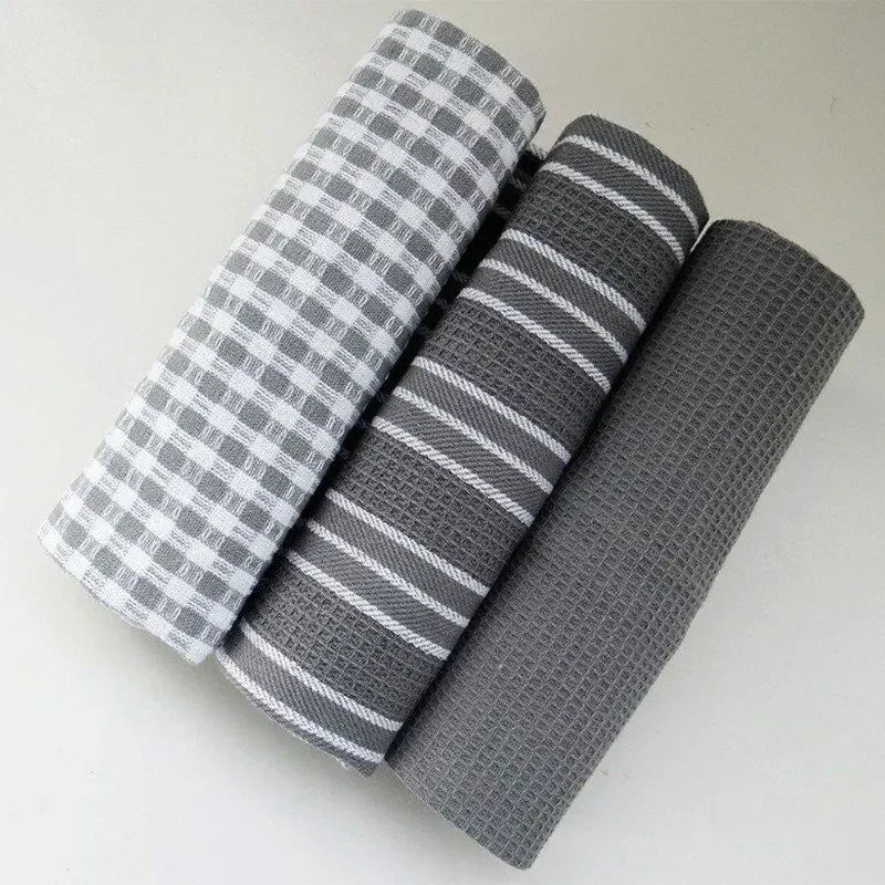 3-teiliges Küchenhandtuch-Set aus Baumwolle – 100% Baumwolle | 45x60 cm | Grau | Saugfähig & Strapazierfähig