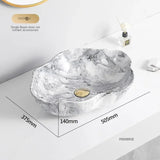 Ovales Keramikwaschbecken mit Marmormuster – Tischmodell | Leichtes Luxusdesign | 12L