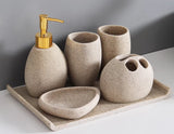 NordicResin Luxus Badezimmer Set – Lotionflasche, Seifenschale, Mundspülbecher & Zahnbürstenhalter