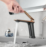 Luxus Waschtischarmatur Schwarz Roségold Weiß – Einhebelmischer | Warm- & Kaltwasser | Elegantes Bad Design