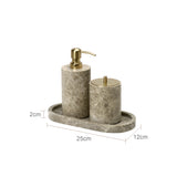 ImperioMarble Emperador Light – Luxus Naturmarmor Badezimmer Accessoires Set (7-teilig)
