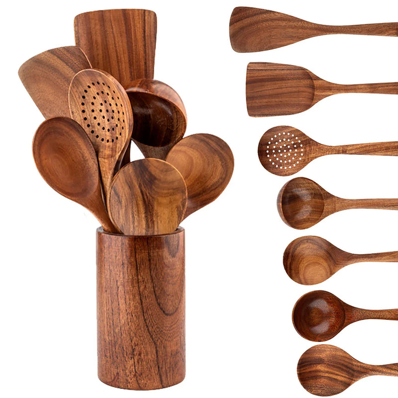 EcoWood – Luxuriöses Kochgeschirr-Set aus Holz mit Aufbewahrungseimer
