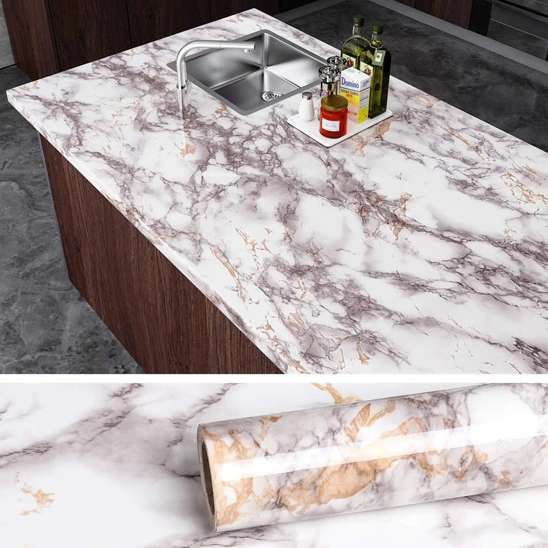 MarbleShield – Luxus Marmor-Selbstklebefolie für Küche & Möbel