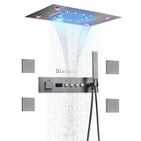 Thermostat-Duscharmatur mit LED-Anzeige – Integrierte Smart-Funktion | Quadratischer Duschstrahl | Messing | Schwarz