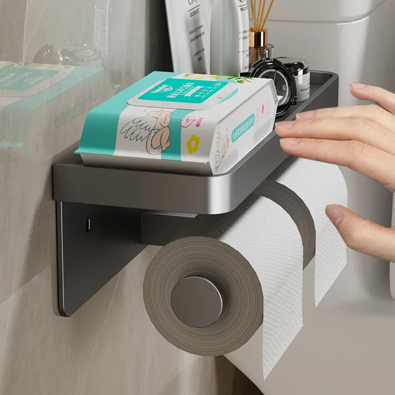 SmartHold Luxe – Toilettenpapierhalter aus Aluminium mit Telefonablage