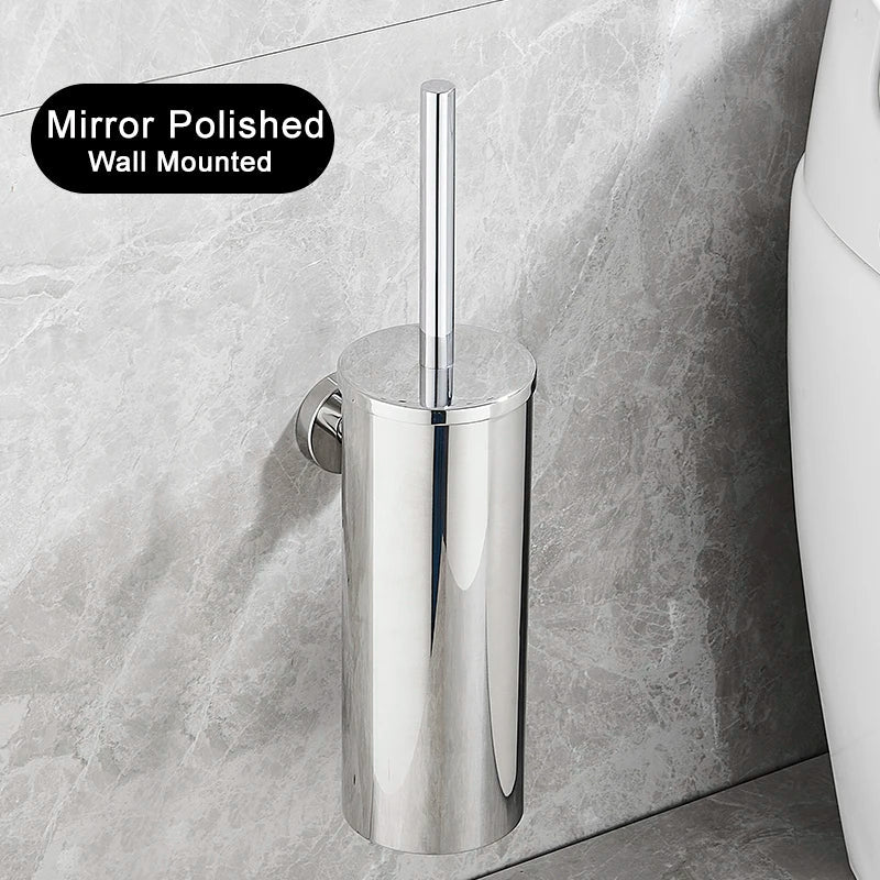 SteelClean Luxus-Toilettenbürste mit Wandhalterung – Schwarzes Edelstahldesign
