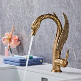 Elegante Waschtischarmatur in Schwanenform mit Wasserfallauslauf aus Messing