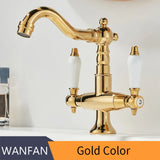 Antiker Messing-Wasserhahn im Industriestil, Einloch-Doppelgriff