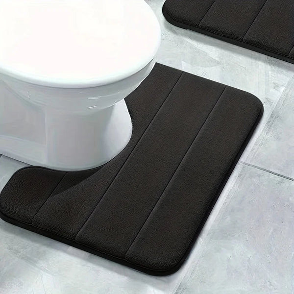 SoftStripe Badezimmer WC-U-Matte – Weicher, Rutschfester & Schnell Trocknender Teppich aus Mikrofaser
