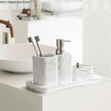 Vierteiliges Badezimmer-Accessoire-Set – Marmoroptik