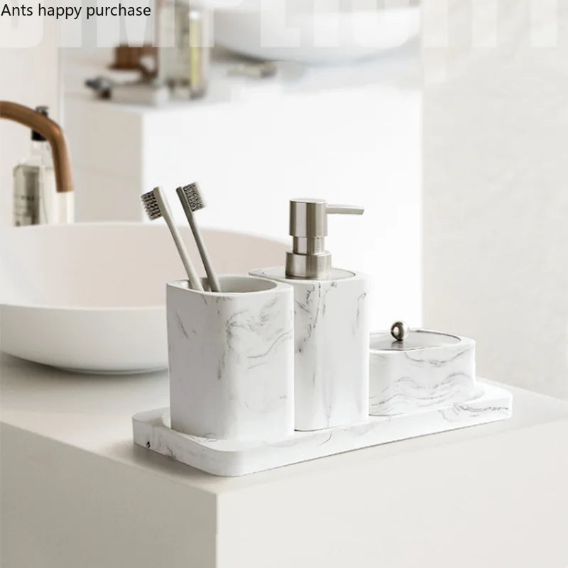 Vierteiliges Badezimmer-Accessoire-Set – Marmoroptik