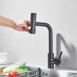 Elegante Küchenarmatur mit Ausziehbrause und Wasserfallauslauf