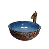 Rundes Waschbecken mit Wasserhahn Keramik Oval