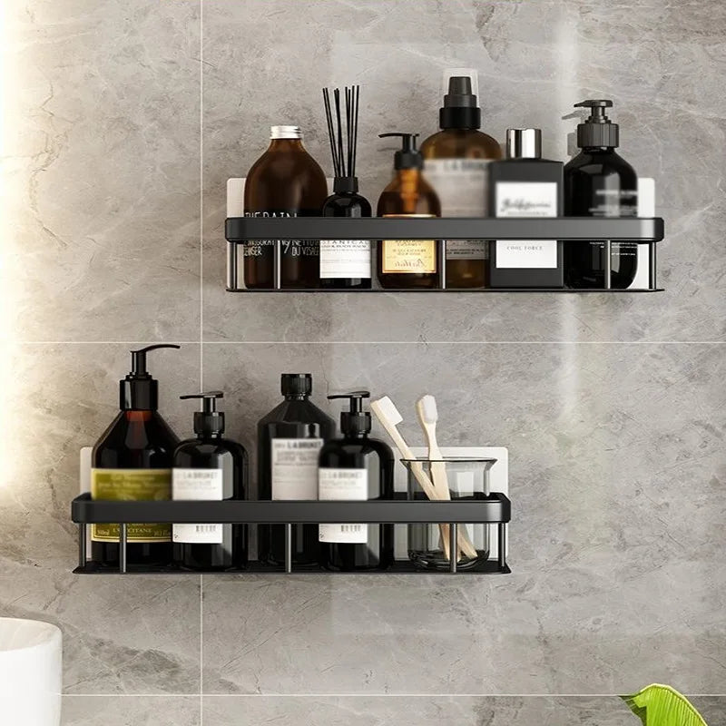 Selbstklebende Badezimmerablage – Aluminium-Shampoo-Ablage | Kein Bohren erforderlich