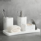 Vierteiliges Badezimmer-Accessoire-Set – Marmoroptik